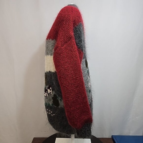 Vintage Norwegian Design Womans Small Oversized Cardigan Wool Bergen Hand Made - Picture 2 of 12